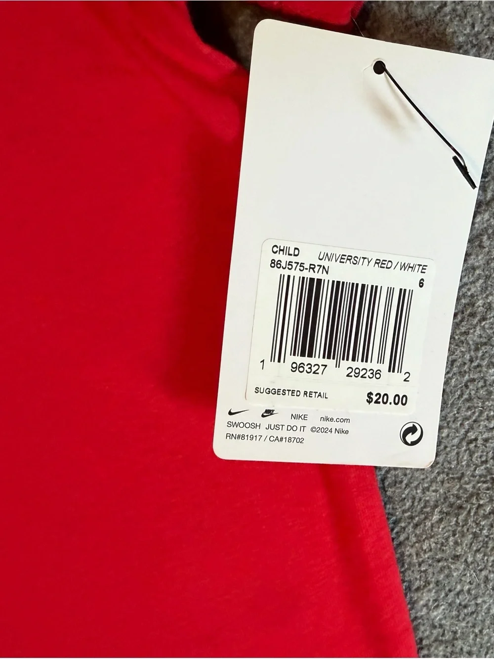 Nike Red Short-Sleeve Tee with White Swoosh Logo
